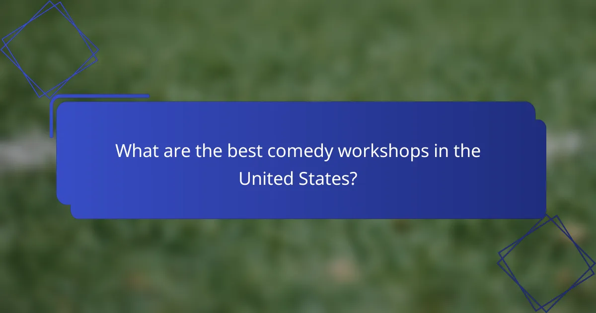 What are the best comedy workshops in the United States?